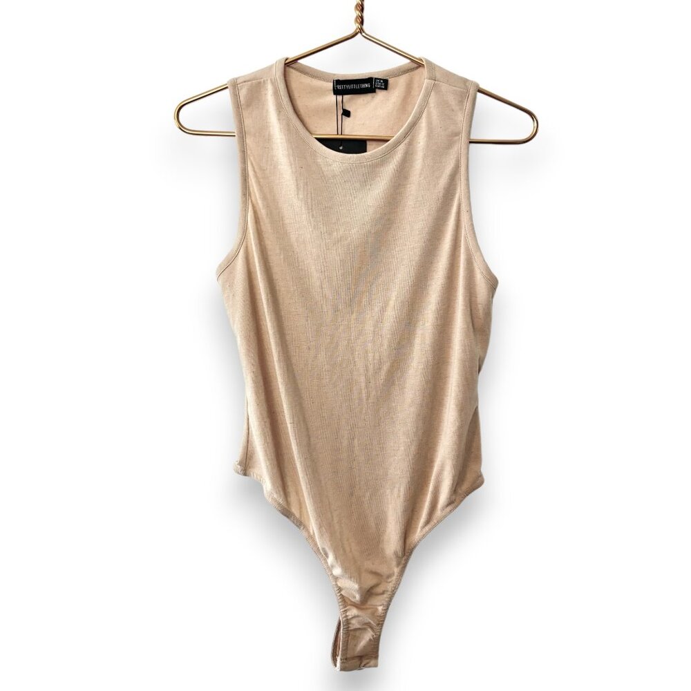 NWT! PrettyLittleThing Speckled Sand Tank Top Bodysuit